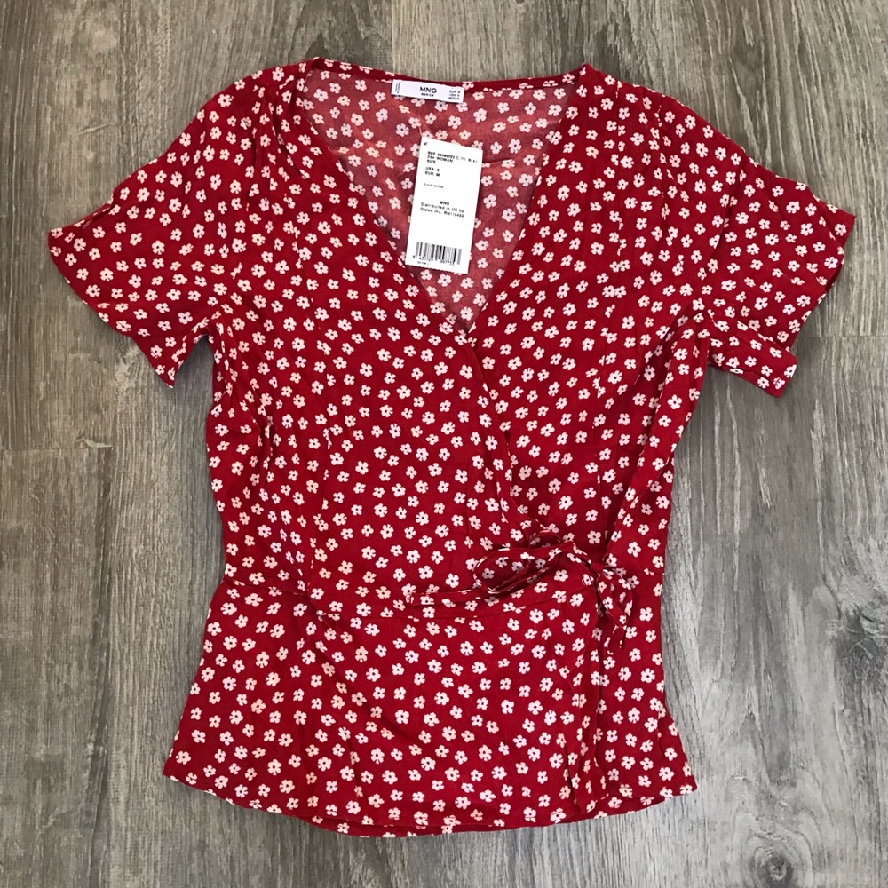MANGO Floral Wrap Blouse